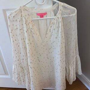 Elegant White and Gold Women's Top